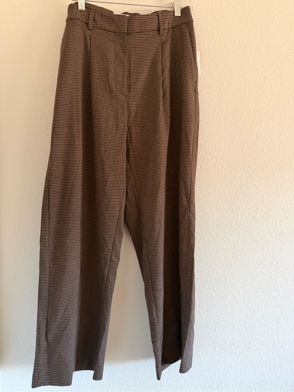 Old Navy Brown Houndstooth High Rise Pants Taylor Wide Leg Trousers